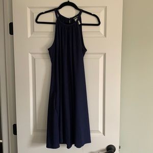 PinkBlush Navy Blue Halter Neck Maternity Swing Dress